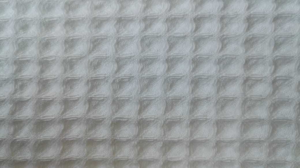 Вафельная ткань белая